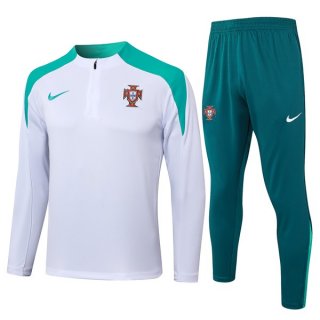 Felpa Allenamento Portogallo 2024 2025 Bianco Verde Felpa Allenamento Portogallo 2024 2025 Bianco Verde