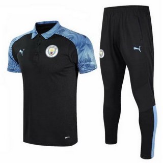 Polo Manchester City Set Completo 2020 2021 Blu Nero Polo Manchester City Set Completo 2020 2021 Blu Nero