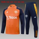 Bambino Felpa Allenamento Manchester United 2024 2025 Arancione Blu 3