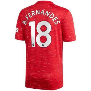 Maglia Manchester United NO.18 B. Fernandes Home 2020 2021 Rosso Maglia Manchester United NO.18 B. Fernandes Home 2020 2021 Rosso