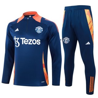 Felpa Allenamento Manchester United 2024 2025 Blu 3 Felpa Allenamento Manchester United 2024 2025 Blu 3