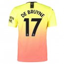 Maglia Manchester City NO.17 De Bruyne Terza 2019 2020 Arancione