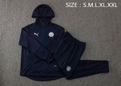 Felpa Cappuccio Set Completo Manchester City 2022 2023 Blu Oscuro