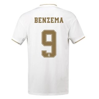 Maglia Real Madrid NO.9 Benzema Home 2019 2020 Bianco Maglia Real Madrid NO.9 Benzema Home 2019 2020 Bianco