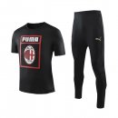 Maglia di Formazione AC Milan Set Completo 2019 2020 Nero Rosso