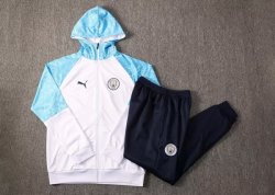 Felpa Cappuccio Manchester City 2021 2022 Blu Bianco