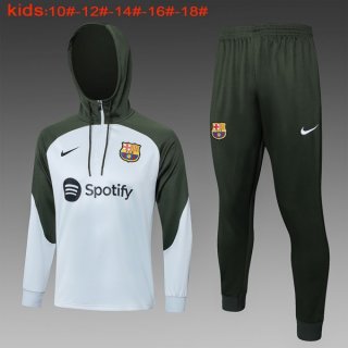 Bambino Felpa Cappuccio Barcellona 2024 Grigio Verde 2 Bambino Felpa Cappuccio Barcellona 2024 Grigio Verde 2