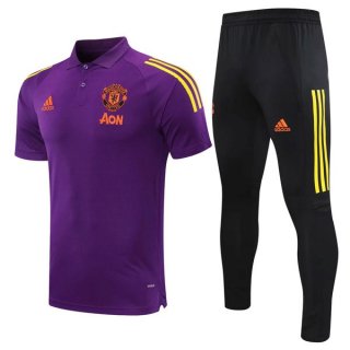 Polo Manchester United Set Completo 2021 2022 Porpora Nero Polo Manchester United Set Completo 2021 2022 Porpora Nero