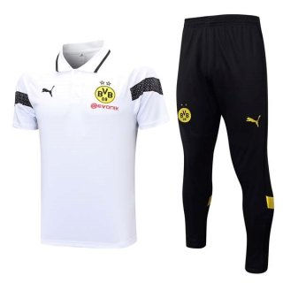 Polo Borussia Dortmund Set Completo 2023 2024 Bianco Nero Polo Borussia Dortmund Set Completo 2023 2024 Bianco Nero