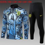 Bambino Felpa Allenamento Brasile 2024 2025 Blu