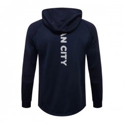 Felpa Cappuccio Set Completo Manchester City 2022 2023 Blu Oscuro