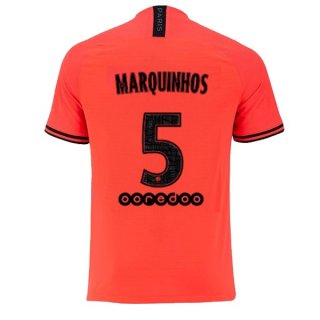Maglia Paris Saint Germain NO.5 Marquinhos Away 2019 2020 Arancione Maglia Paris Saint Germain NO.5 Marquinhos Away 2019 2020 Arancione