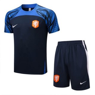 Maglia Formazione Paesi Bassi Set Completo 2022 2023 Nero Blu Maglia Formazione Paesi Bassi Set Completo 2022 2023 Nero Blu