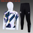 Bambino Felpa Cappuccio Real Madrid 2024 2025 Bianco Blu