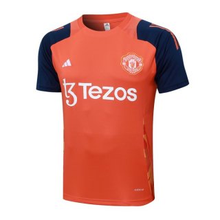Maglia Formazione Manchester United 2024 2025 Arancione Blu Maglia Formazione Manchester United 2024 2025 Arancione Blu