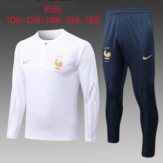 Bambino Felpa Francia 2023 Bianco Blu Bambino Felpa Francia 2023 Bianco Blu