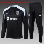 Bambino Felpa Allenamento Barcellona 2024 2025 Nero Grigio 3
