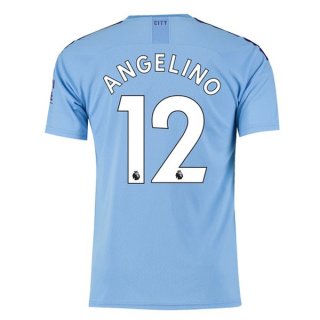 Maglia Manchester City NO.12 Angelino Home 2019 2020 Blu Maglia Manchester City NO.12 Angelino Home 2019 2020 Blu