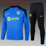 Bambino Felpa Allenamento Barcellona 2024 2025 Blu Nero 3