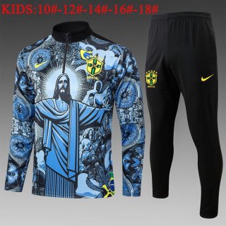 Bambino Felpa Allenamento Brasile 2024 2025 Blu Bambino Felpa Allenamento Brasile 2024 2025 Blu